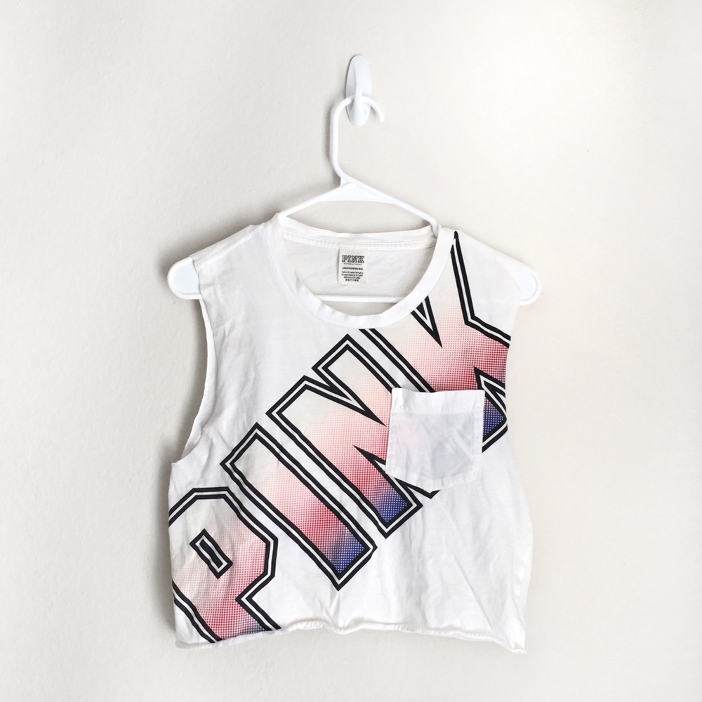 ⭐️5 for $25⭐️ Victoria’s Secret PINK White Ombré Letter Tank Top